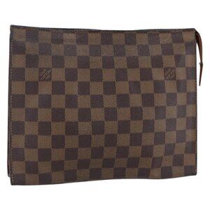 LOUIS VUITTON Damier Ebene Poche Toilette 26 Pouch N47543 LV Auth 148766
